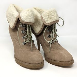 Aldo NIB All Day High Heel Shearling Suede Boots
